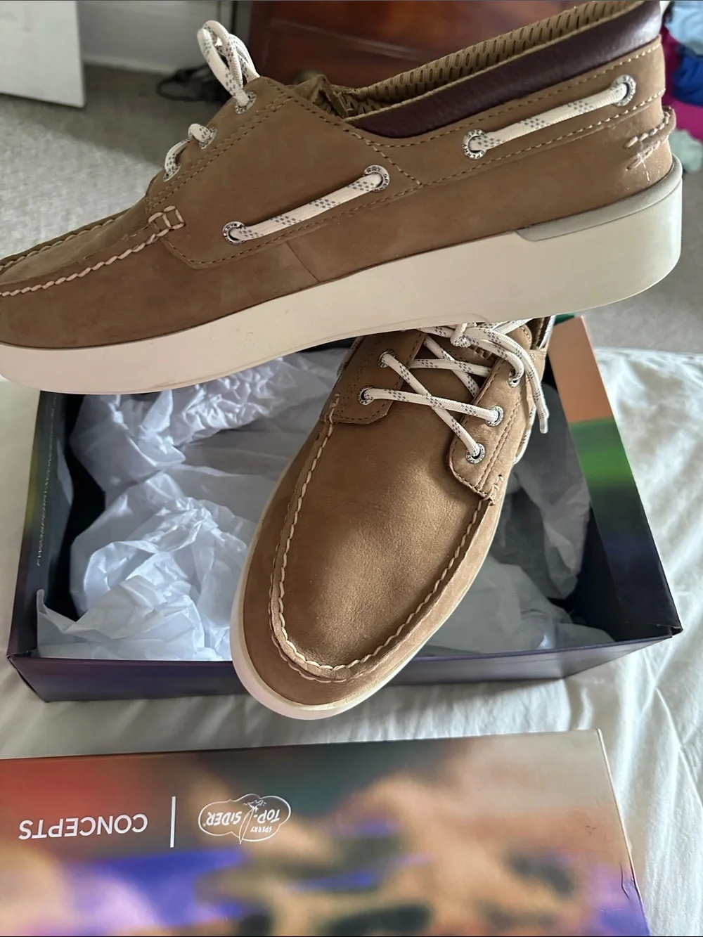 Sperry A/O Cup Leather Boat Shoes in Tan/Bronzer